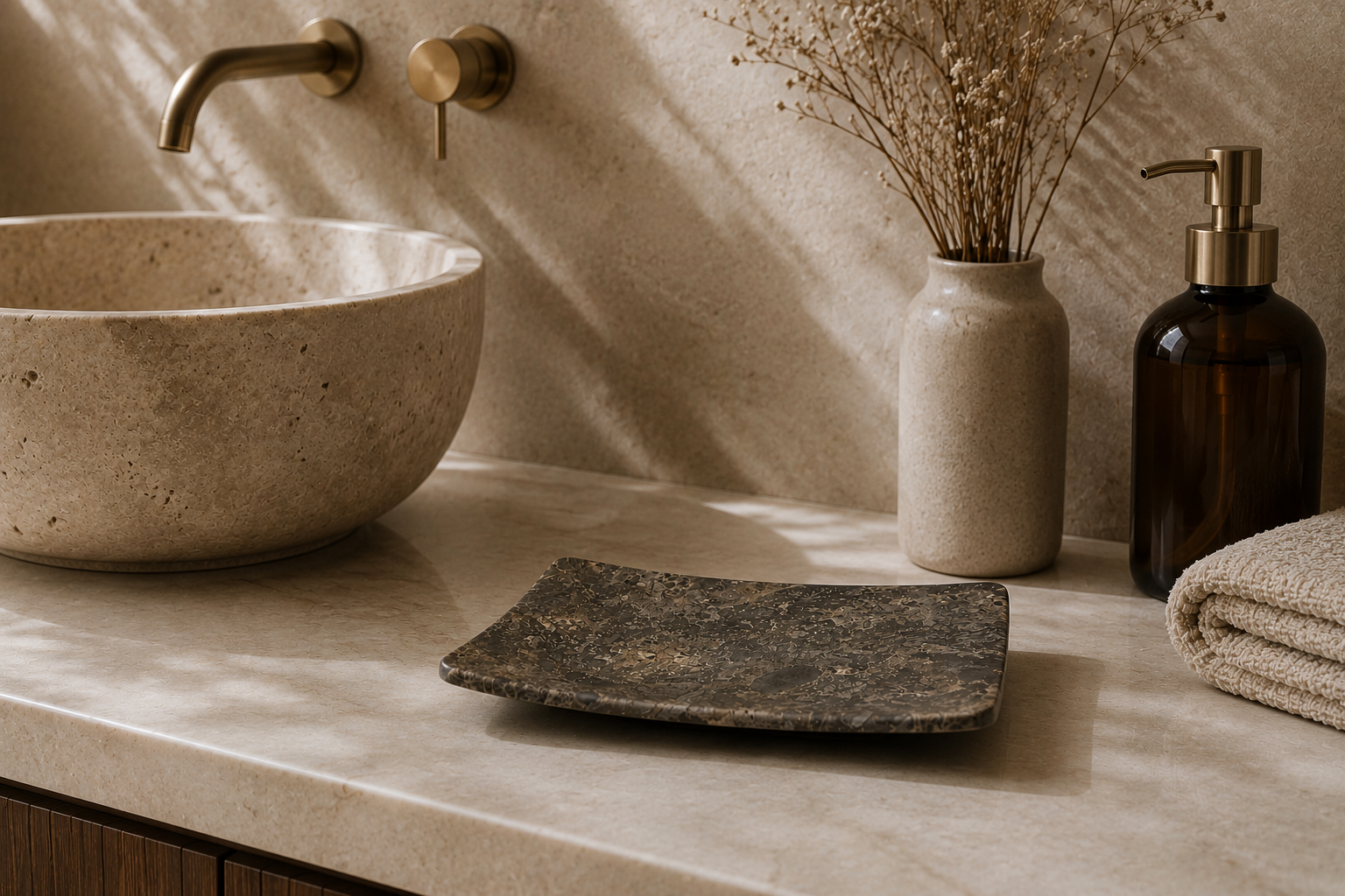 Marble Soap Dish Gray